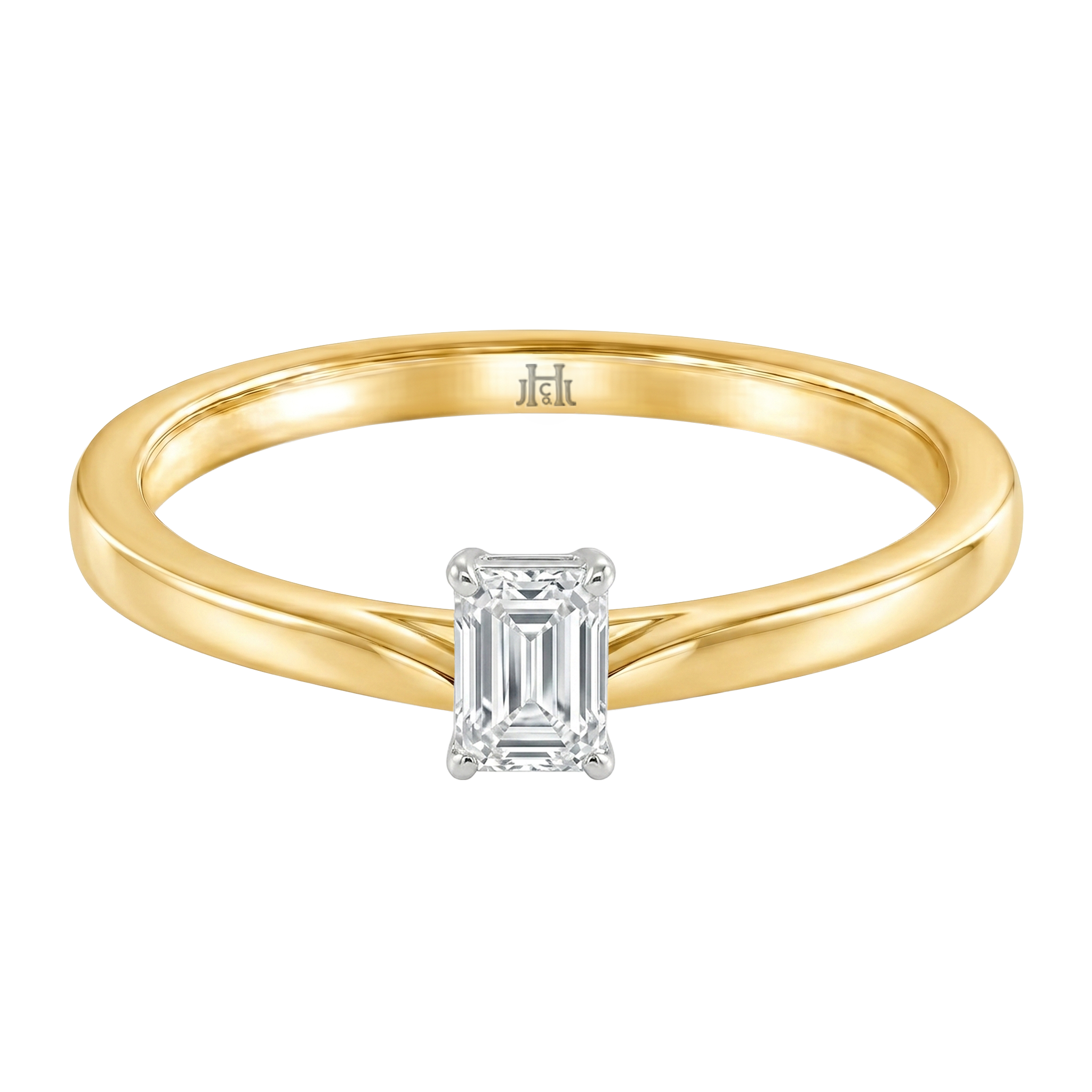 Le PeTeton Emerald Cut Diamond Solitaire Engagement Ring in 18K Gold - Jackson Hole Jewelry Company