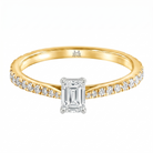 Le PeTeton Emerald Cut Diamond Engagement Ring with Pavé Set in 18K Gold - Jackson Hole Jewelry Company