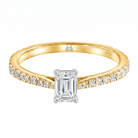 Le PeTeton Emerald Cut Diamond Engagement Ring with Pavé Set in 18K Gold - Jackson Hole Jewelry Company
