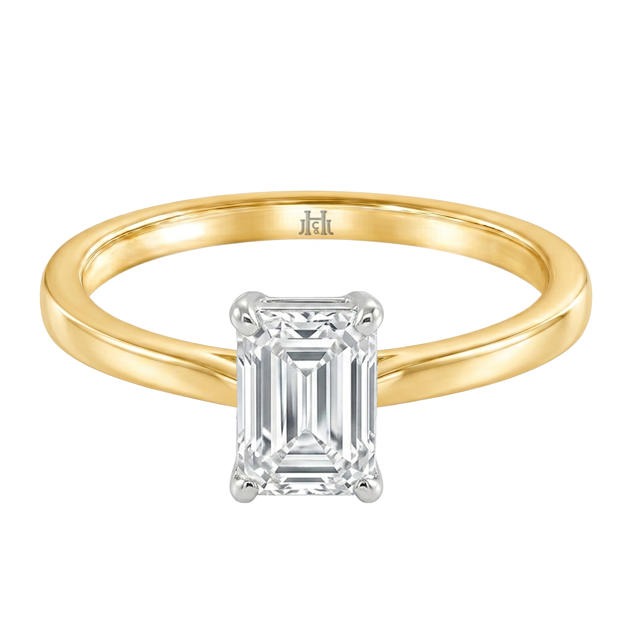 Le Grande Teton Emerald Cut Diamond Solitaire Engagement Ring in 18K Gold - Jackson Hole Jewelry Company