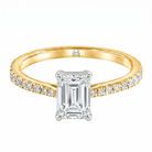 Le Grande Teton Emerald Cut Diamond Solitaire Engagement Ring with Pavé Set in 18K Gold - Jackson Hole Jewelry Company