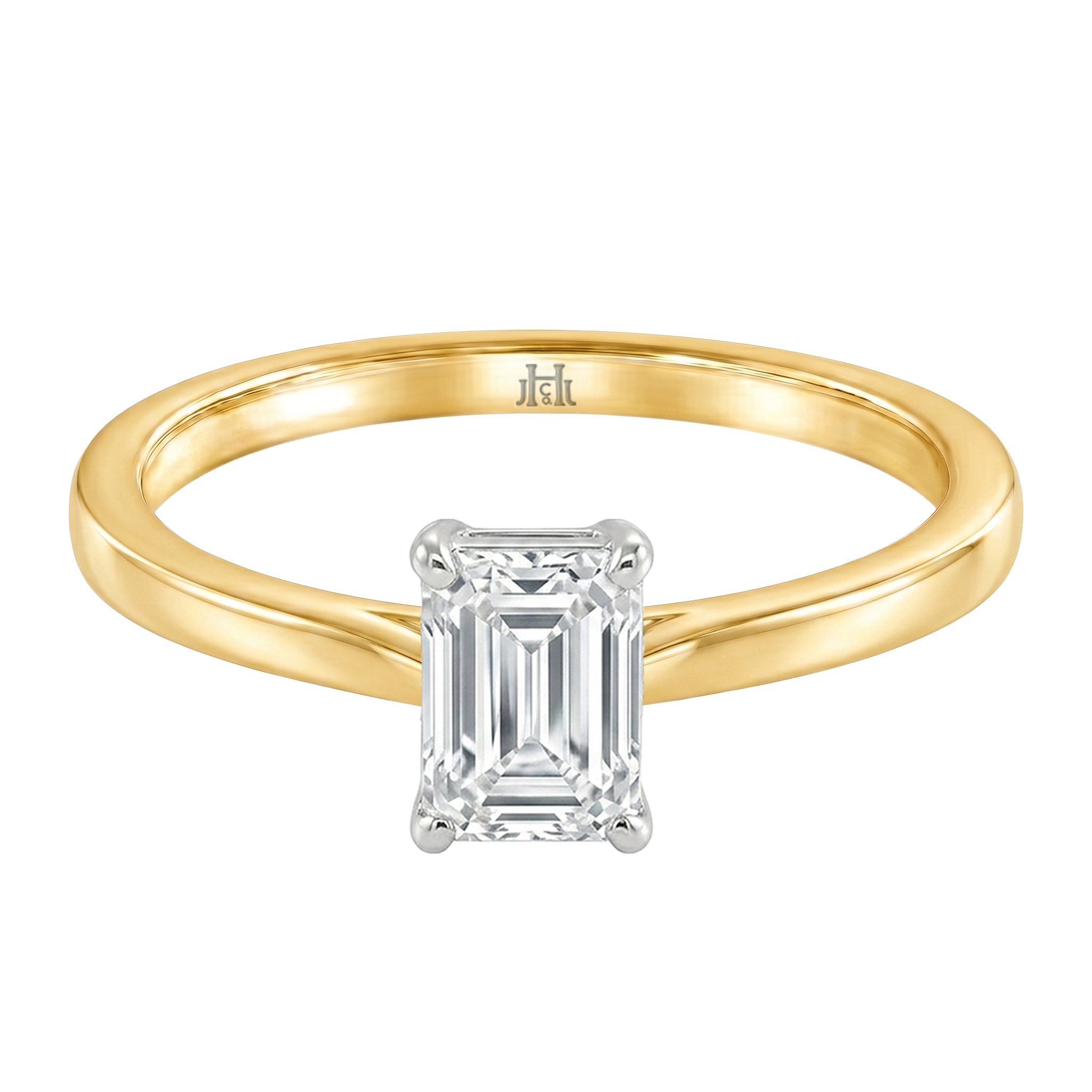 Le Grande Teton Emerald Cut Diamond Solitaire Engagement Ring in 18K Gold - Jackson Hole Jewelry Company