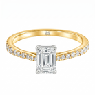 Le Grande Teton Emerald Cut Diamond Solitaire Engagement Ring with Pavé Set in 18K Gold - Jackson Hole Jewelry Company