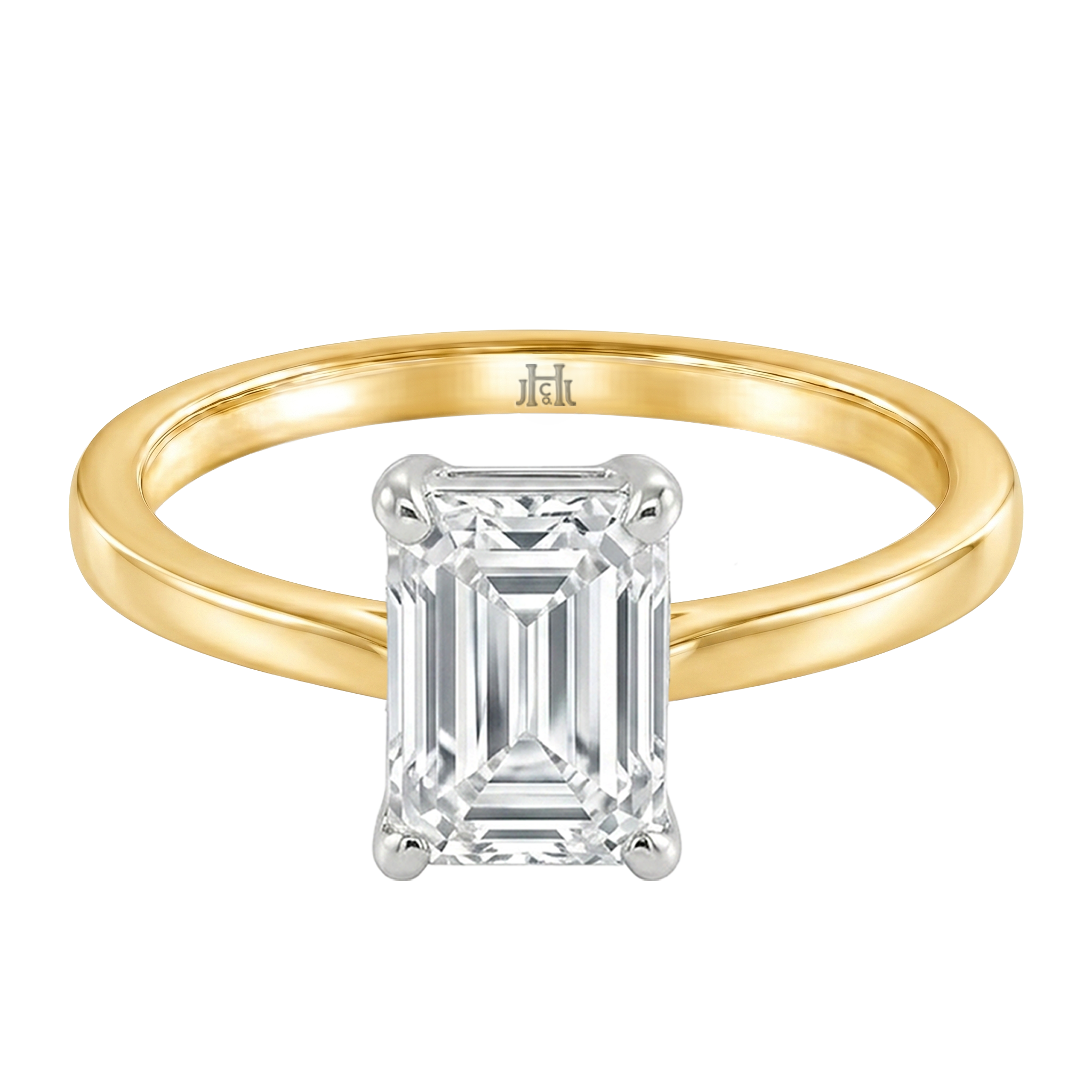 Le Grande Teton Emerald Cut Diamond Solitaire Engagement Ring in 18K Gold - Jackson Hole Jewelry Company
