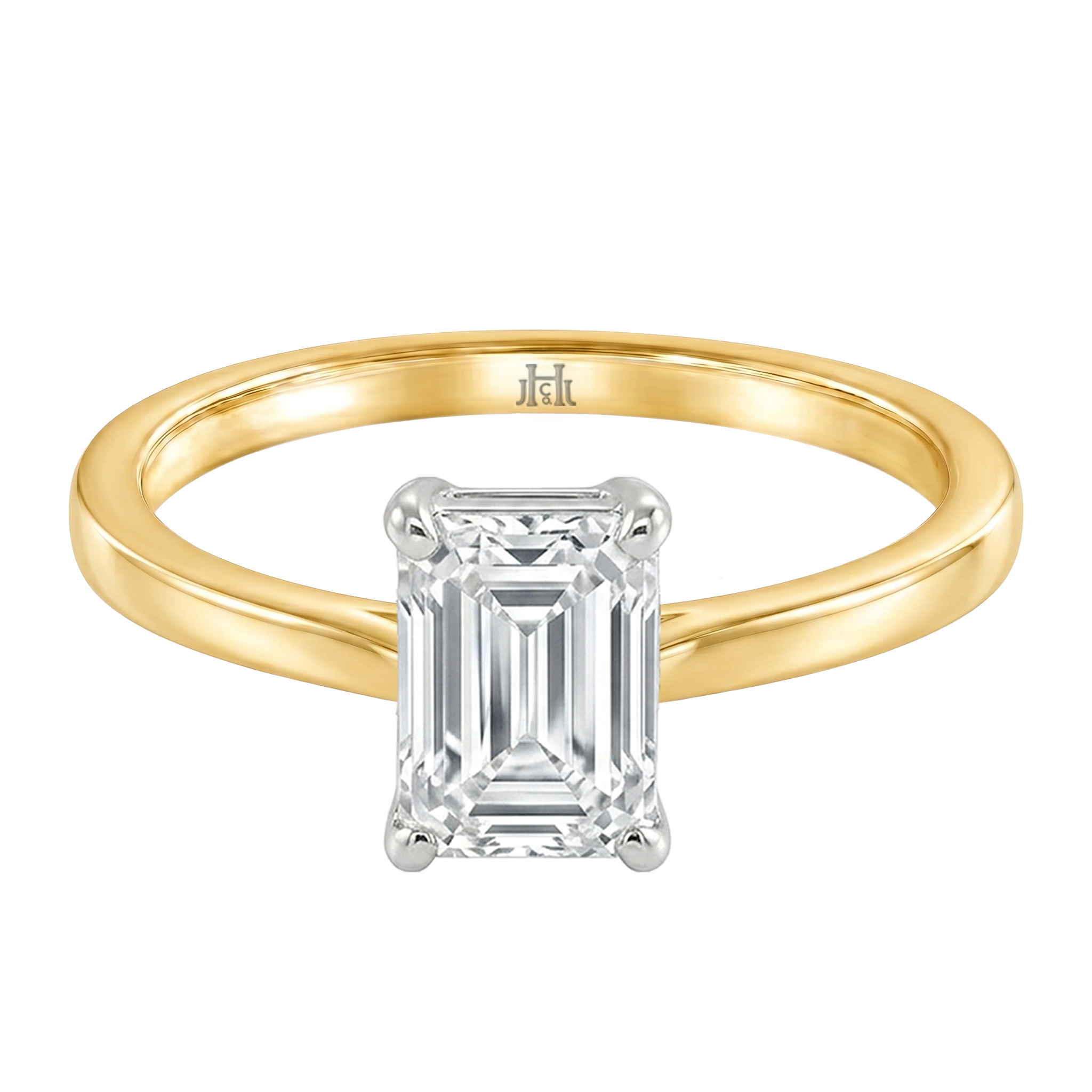 Le Grande Teton Emerald Cut Diamond Solitaire Engagement Ring in 18K Gold - Jackson Hole Jewelry Company