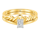 Le PeTeton Emerald Cut Diamond Solitaire Engagement Dúo Stack Rings in 18K Gold - Jackson Hole Jewelry Company