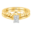 Le PeTeton Emerald Cut Diamond Solitaire Engagement Dúo Stack Rings in 18K Gold - Jackson Hole Jewelry Company