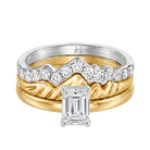 Le Grande Teton Emerald Cut Diamond Solitaire Engagement Trio Stack Rings in 18K Gold - Jackson Hole Jewelry Company