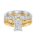 Le Grande Teton Emerald Cut Diamond Solitaire Engagement Trio Stack Rings in 18K Gold - Jackson Hole Jewelry Company