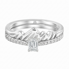 Le PeTeton Emerald Cut Diamond Solitaire Engagement Dúo Stack Rings with Pavé Set in 18K Gold - Jackson Hole Jewelry Company