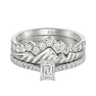 Le PeTeton Emerald Cut Diamond Solitaire Engagement Trio Stack Rings with Pavé Set in 18K Gold - Jackson Hole Jewelry Company