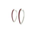 Ruby & Diamond Drop-Shape Hoop Earrings in 18K White Gold - Jackson Hole Jewelry Company