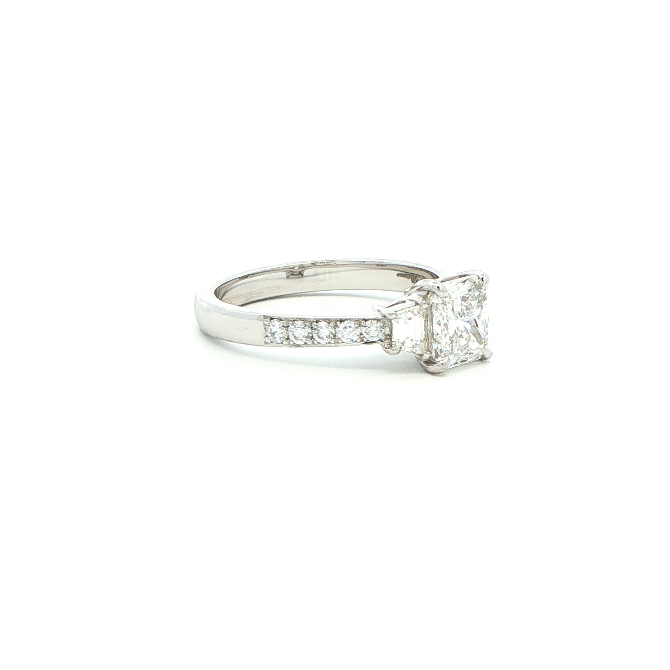 Radiant Cut Diamond Engagement Ring in Platinum with Pavé Band - Jackson Hole Jewelry Company