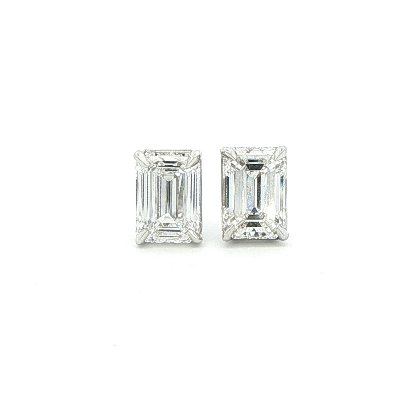Emerald Cut Diamond Stud Earrings in 18K White Gold 2.03 Cttw - Jackson Hole Jewelry Company