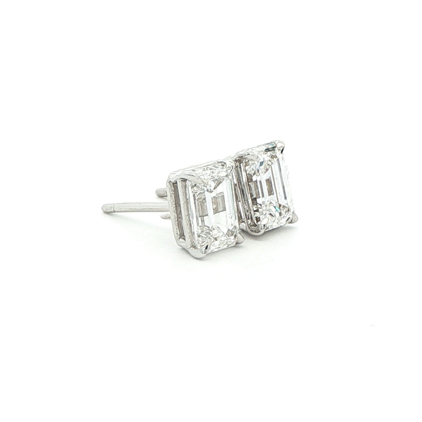 Emerald Cut Diamond Stud Earrings in 18K White Gold 2.03 Cttw - Jackson Hole Jewelry Company