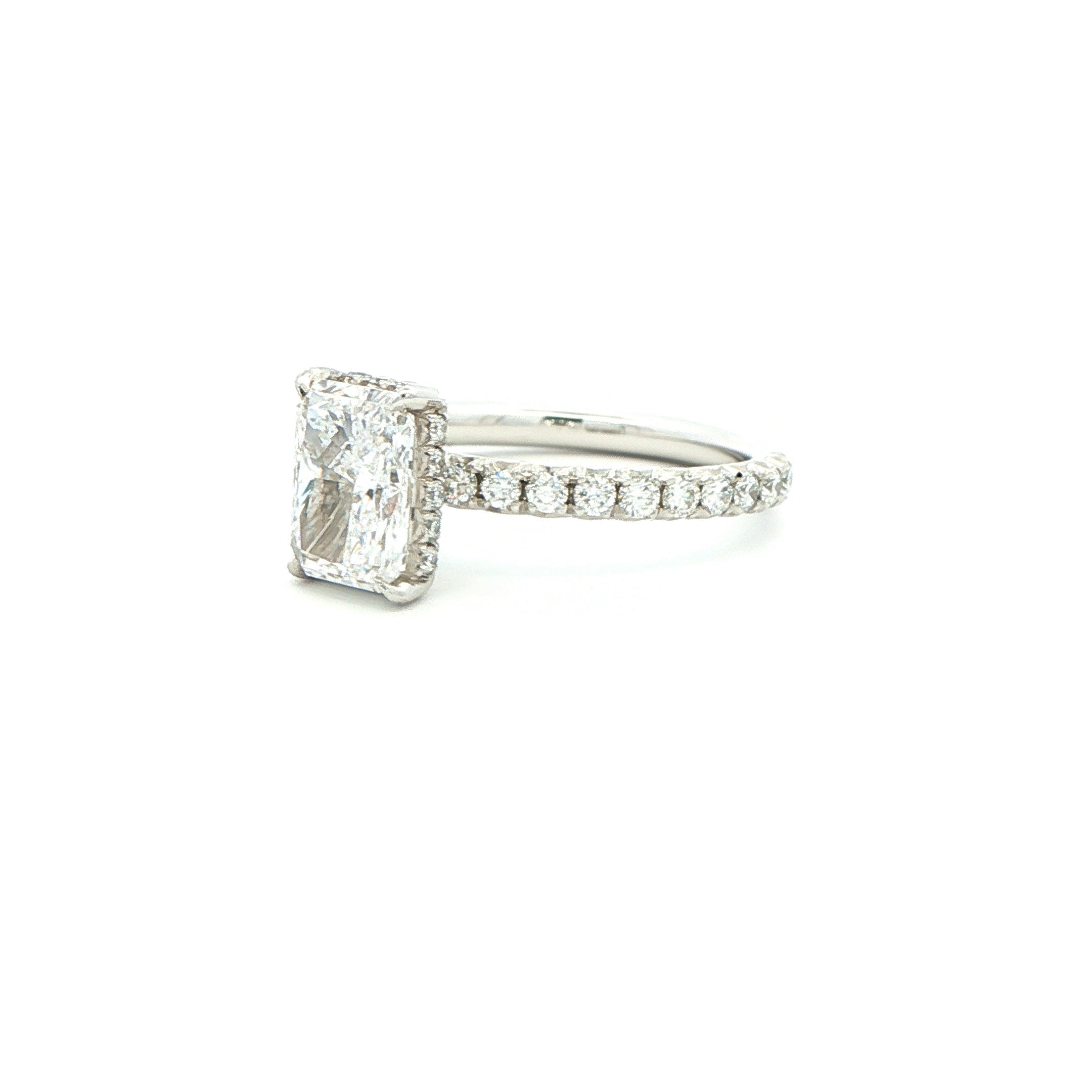 Radiant Cut Diamond Pavé Engagement Ring in Platinum - Jackson Hole Jewelry Company