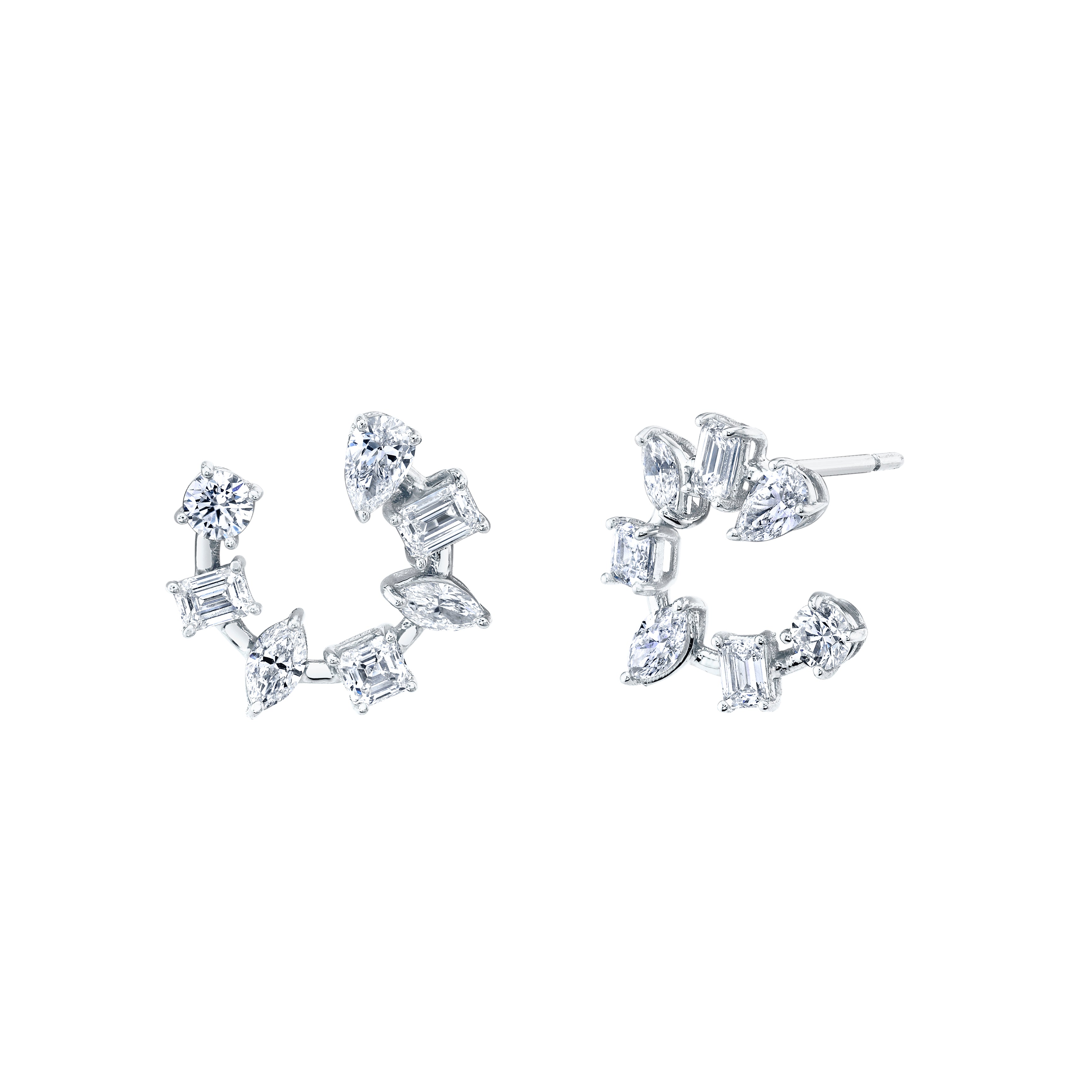 Diamond Swirl Earrings in 18K Gold - Jackson Hole Jewelry Company
