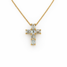 Emerald Cut Diamond Cross Pendant Necklace in 18K Gold - Jackson Hole Jewelry Company
