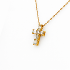 Emerald Cut Diamond Cross Pendant Necklace in 18K Gold - Jackson Hole Jewelry Company