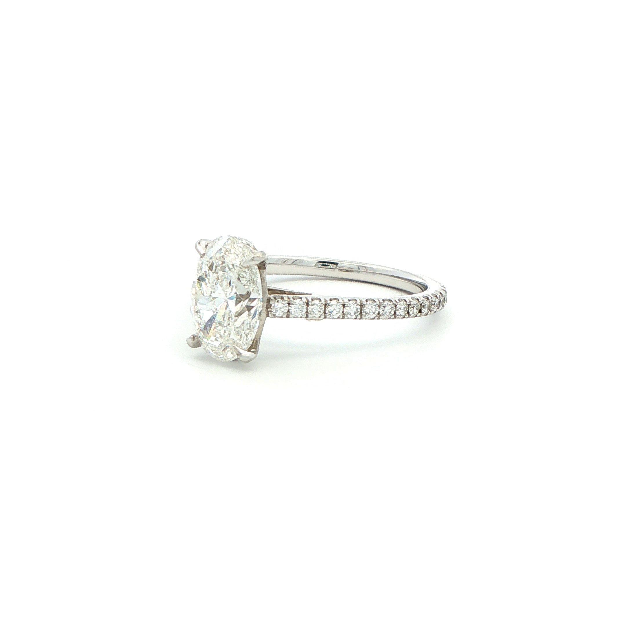 Platinum Oval Diamond Pavé Engagement Ring - Jackson Hole Jewelry Company