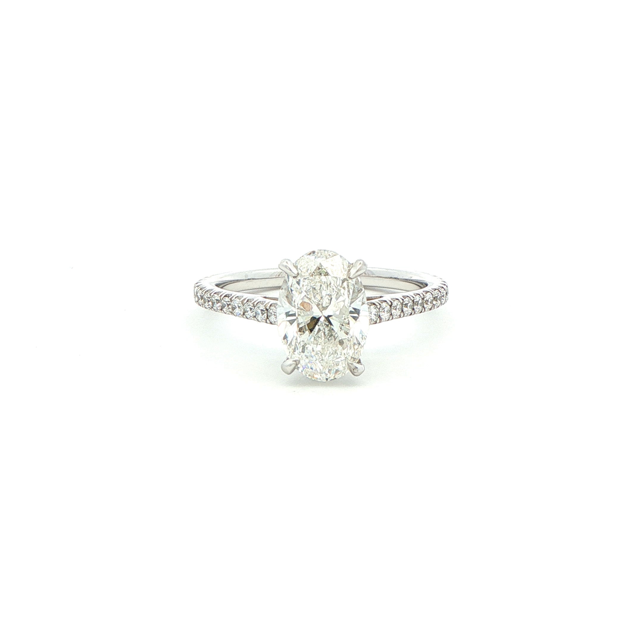 Platinum Oval Diamond Pavé Engagement Ring - Jackson Hole Jewelry Company