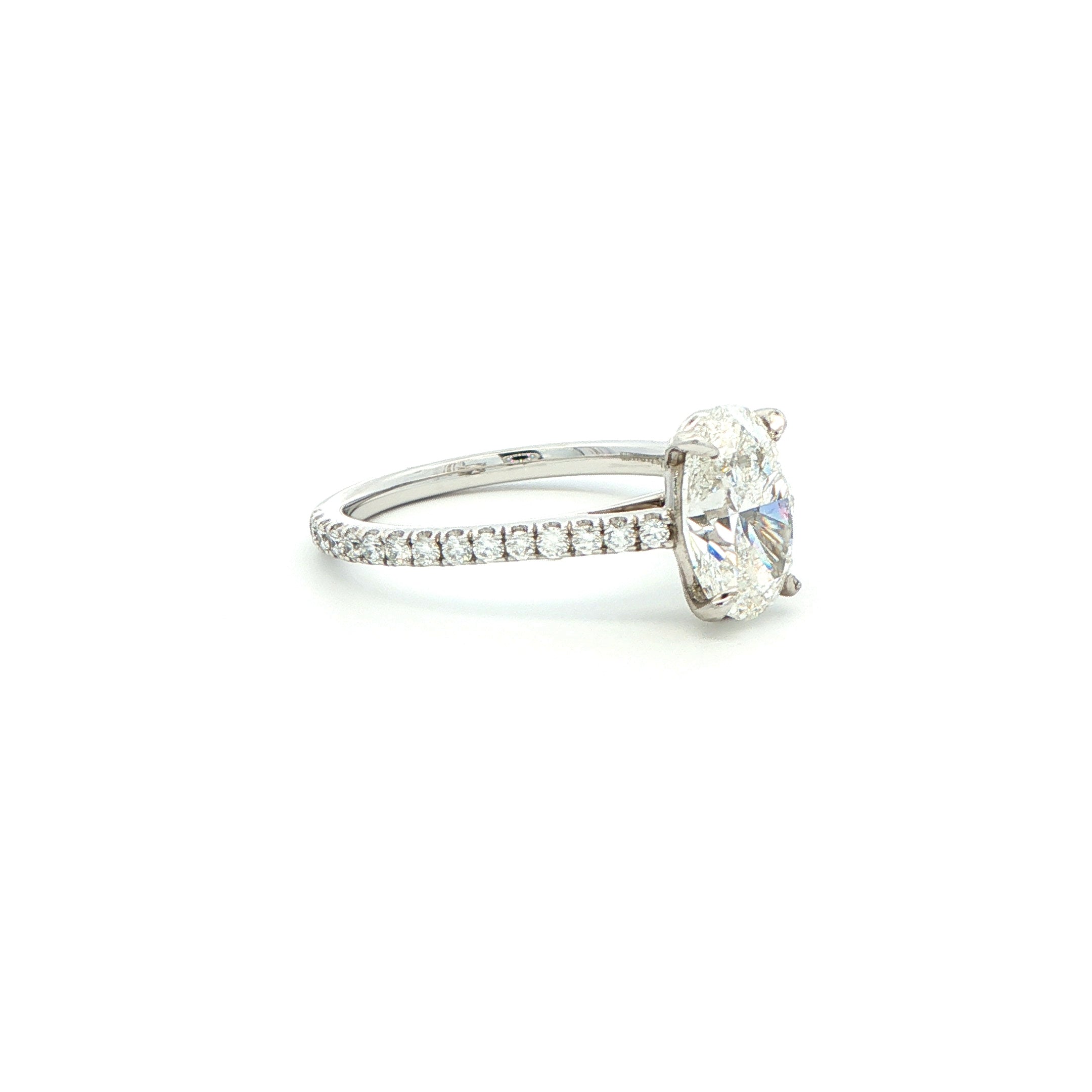 Platinum Oval Diamond Pavé Engagement Ring - Jackson Hole Jewelry Company