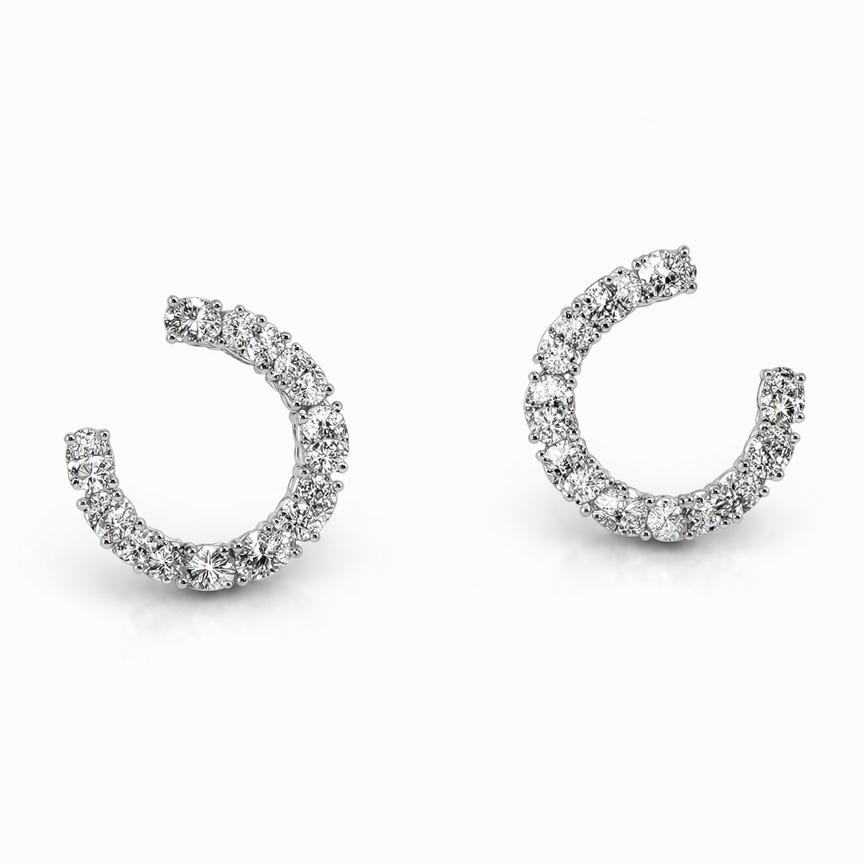 Oval Diamond Hoop Earrings in 18K White Gold 3.39 Cttw - Jackson Hole Jewelry Company