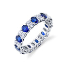 Oval Sapphire and Diamond Eternity Band in 18K White Gold - Jackson Hole Jewelry Company