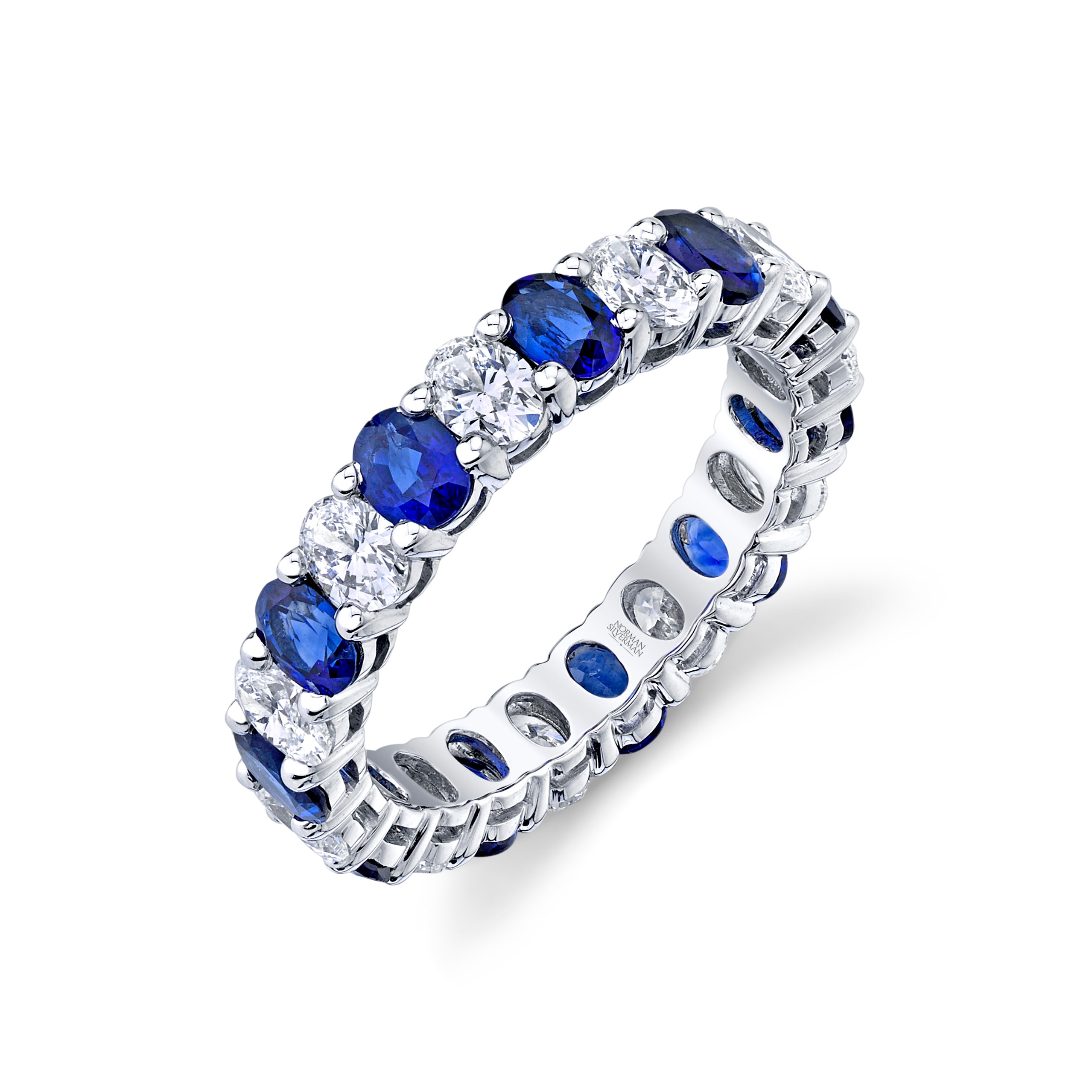Oval Sapphire and Diamond Eternity Band in 18K White Gold - Jackson Hole Jewelry Company
