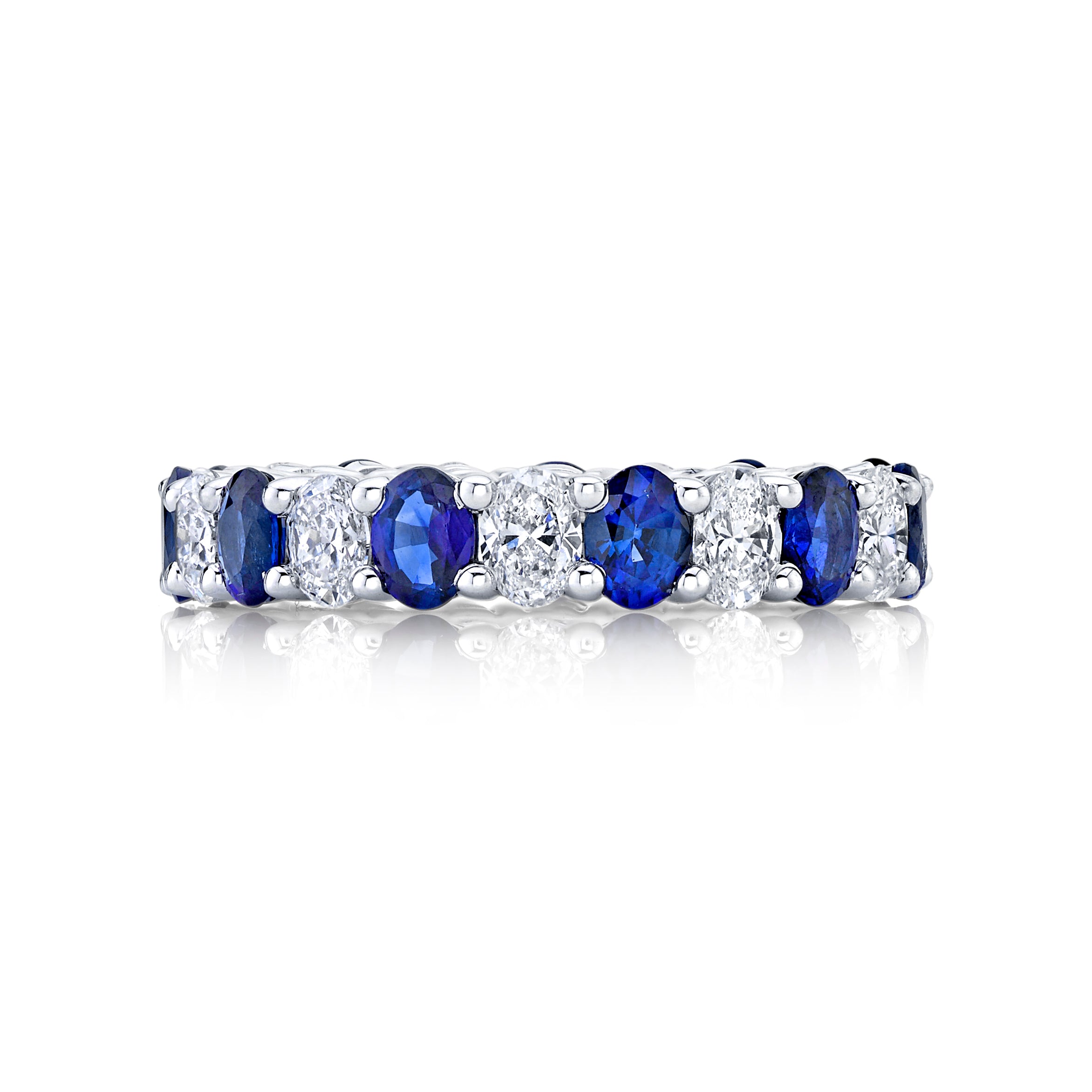 Oval Sapphire and Diamond Eternity Band in 18K White Gold - Jackson Hole Jewelry Company