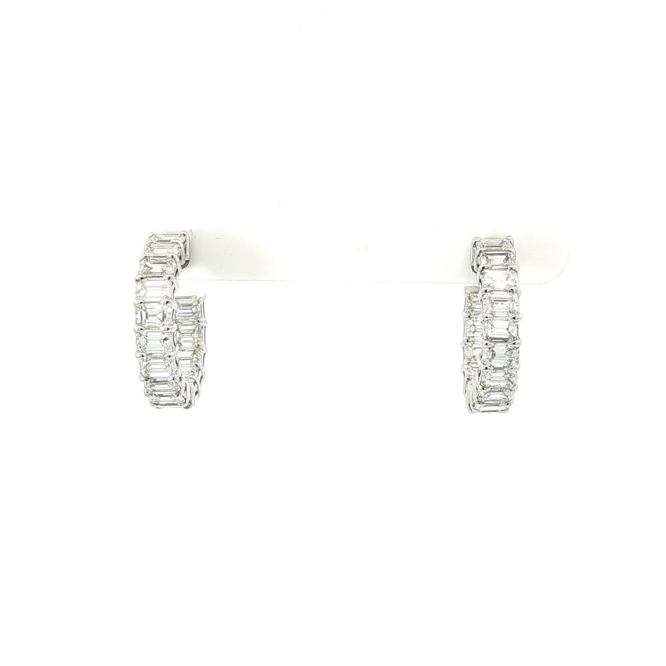 Emerald-Cut Diamond Hoop Earrings in 18K White Gold - Jackson Hole Jewelry Company