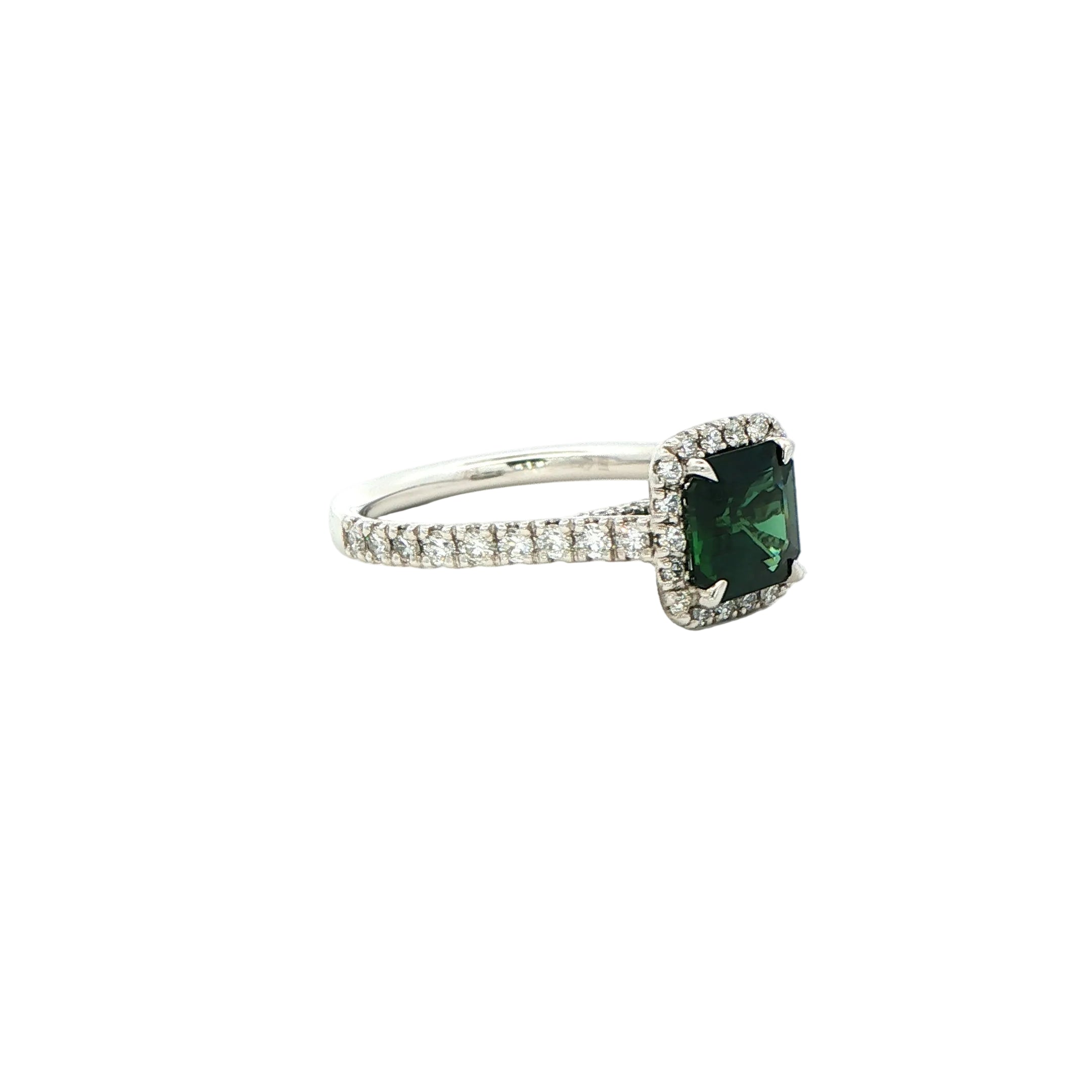 Emerald-Cut Diamond Halo Ring in Platinum - Jackson Hole Jewelry Company