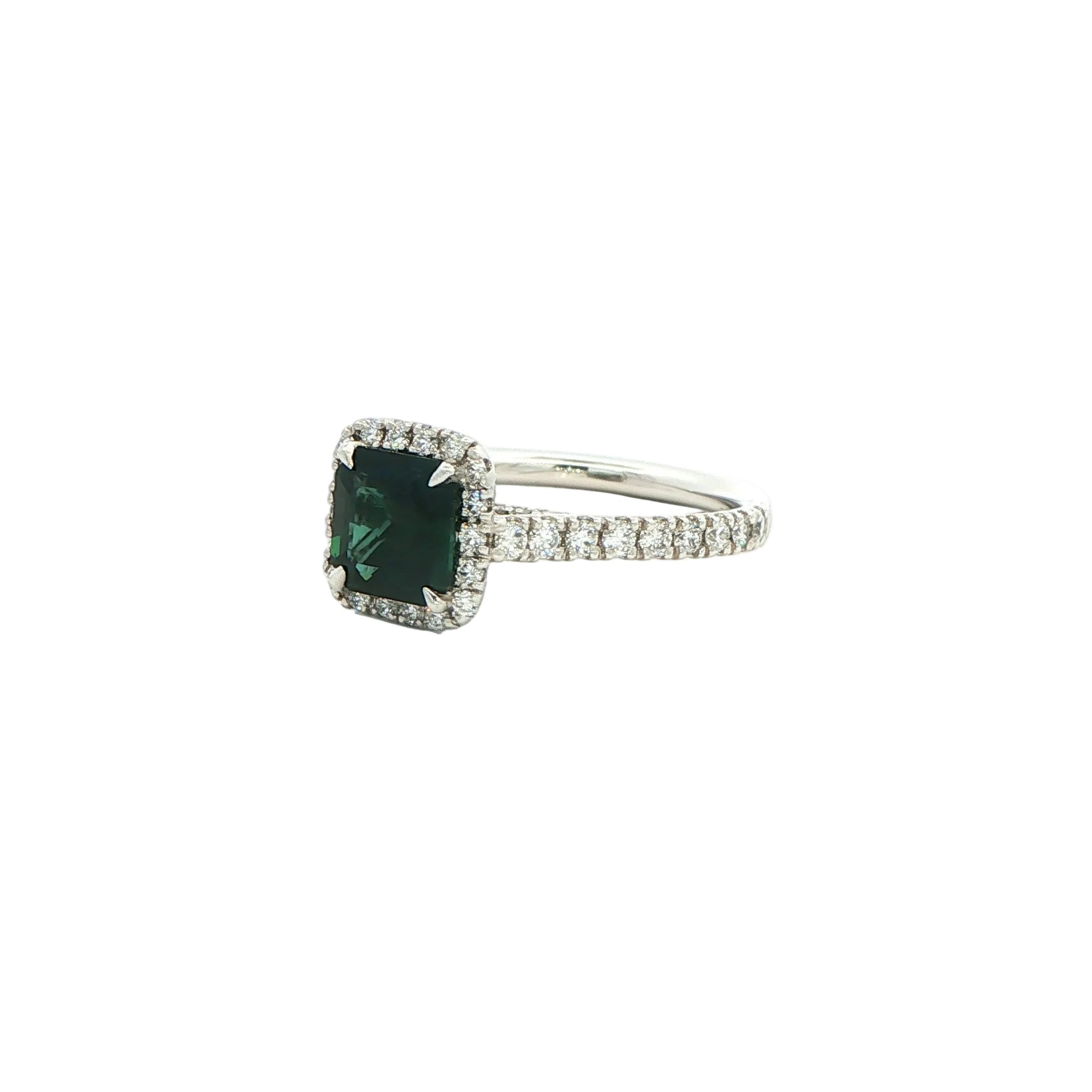 Emerald-Cut Diamond Halo Ring in Platinum - Jackson Hole Jewelry Company