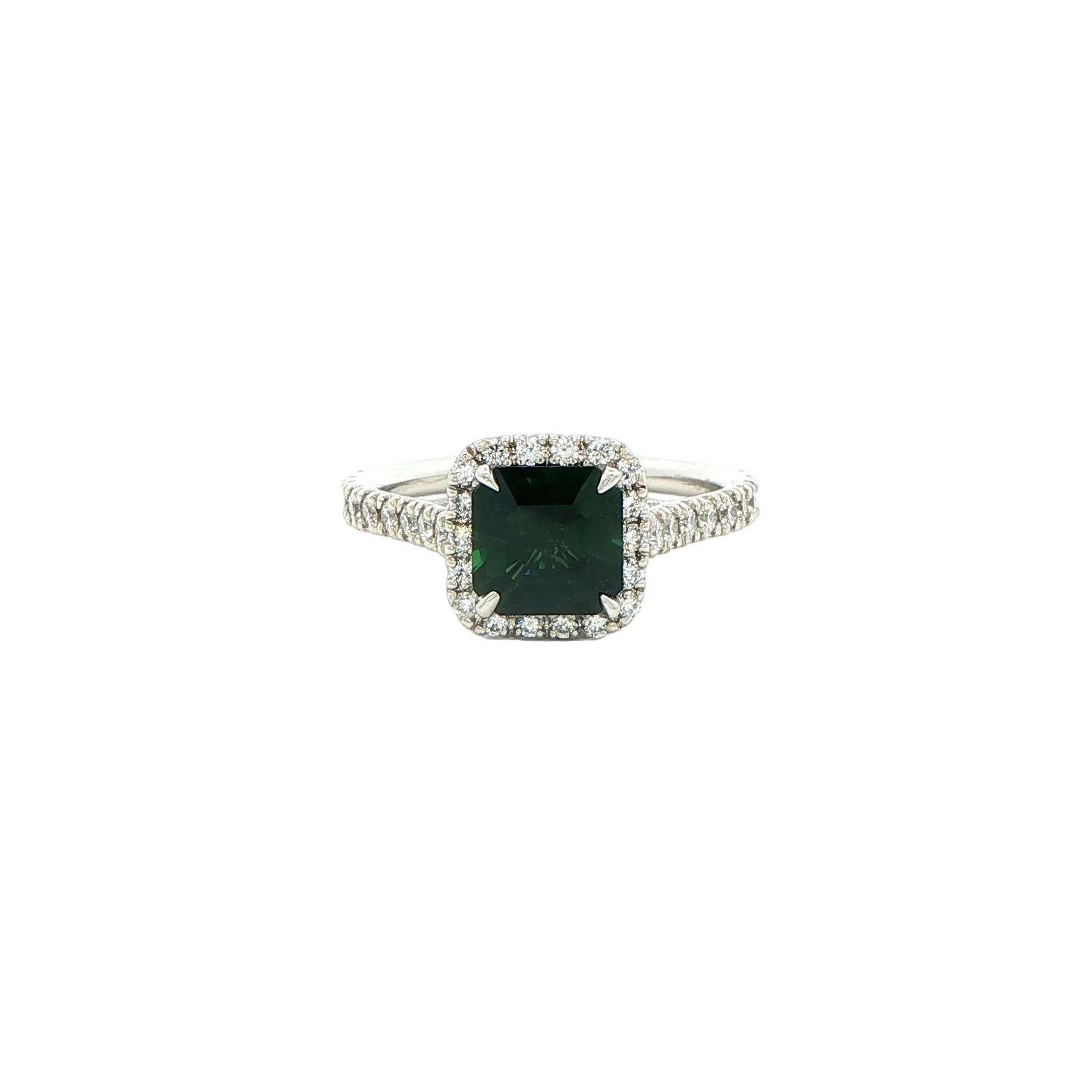 Emerald-Cut Diamond Halo Ring in Platinum - Jackson Hole Jewelry Company