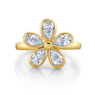 Pear-Shaped Diamond Flower Ring in 18K Yellow Gold - Jackson Hole Jewelry Company