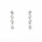 Emerald Cut Diamond Dangling Earrings in 18K White Gold - Jackson Hole Jewelry Company
