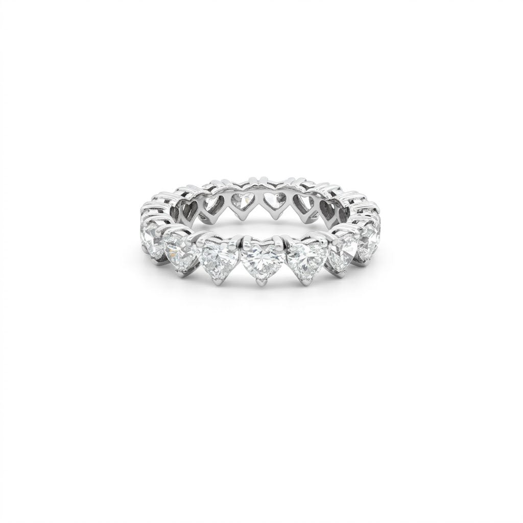 Diamond Heart Eternity Band in Platinum 3.32 Cttw - Jackson Hole Jewelry Company