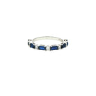Baguette-Cut Sapphire and Diamond Eternity Band in 18K White Gold - Jackson Hole Jewelry Company