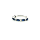 Baguette-Cut Sapphire and Diamond Eternity Band in 18K White Gold - Jackson Hole Jewelry Company
