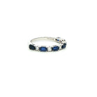 Baguette-Cut Sapphire and Diamond Eternity Band in 18K White Gold - Jackson Hole Jewelry Company