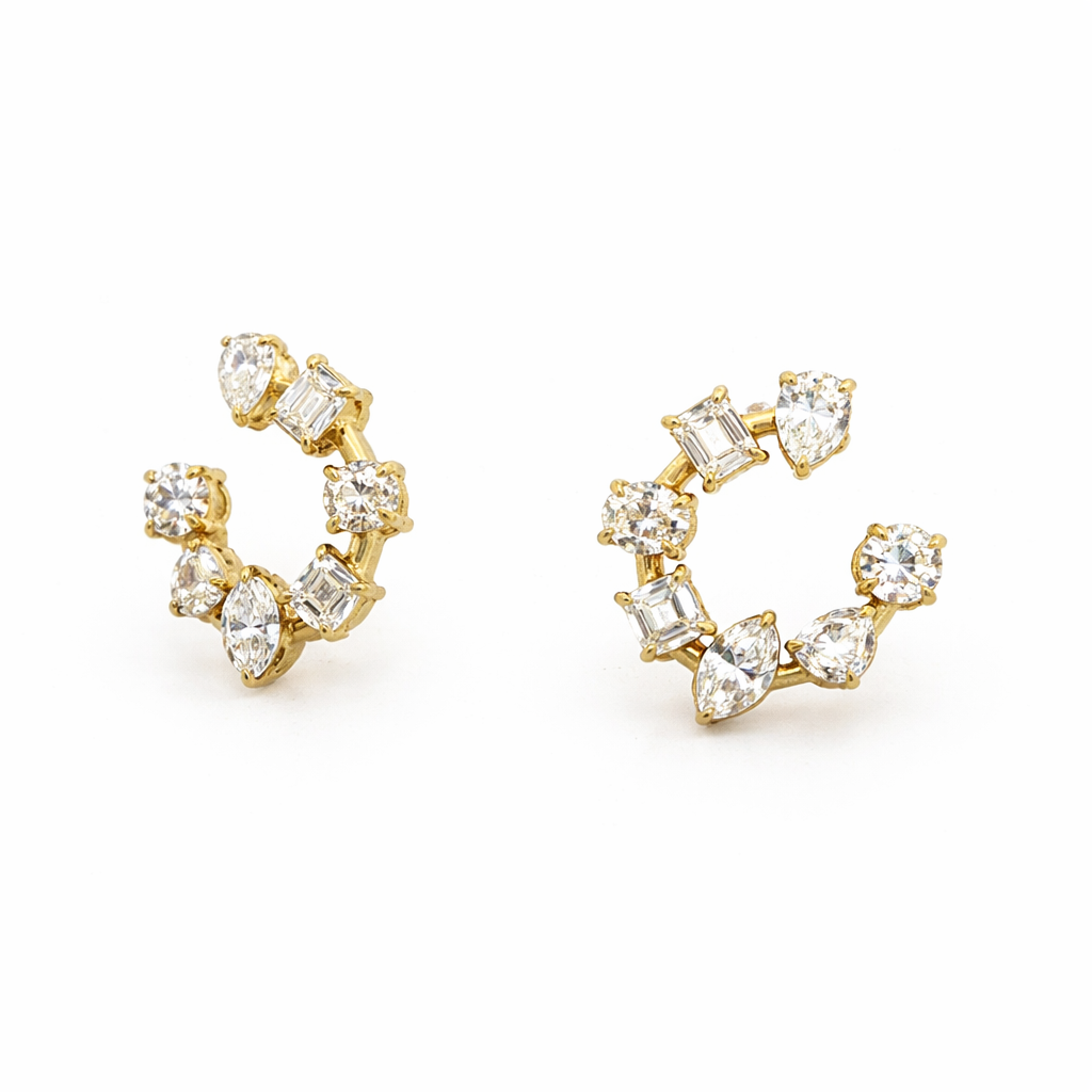 Diamond Swirl Earrings in 18K Gold - Jackson Hole Jewelry Company