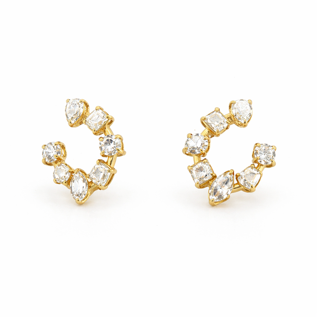 Diamond Swirl Earrings in 18K Gold - Jackson Hole Jewelry Company