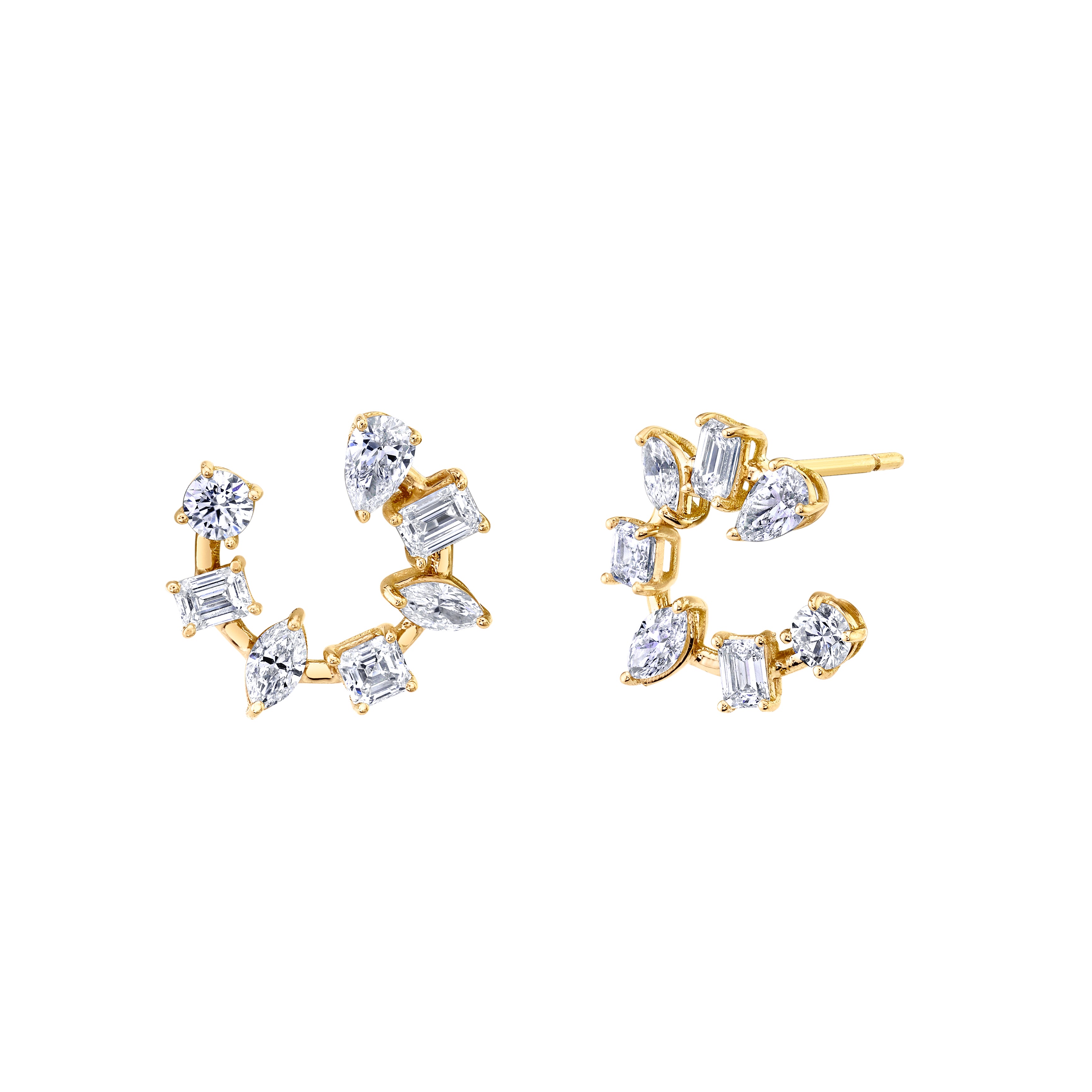 Diamond Swirl Earrings in 18K Gold - Jackson Hole Jewelry Company