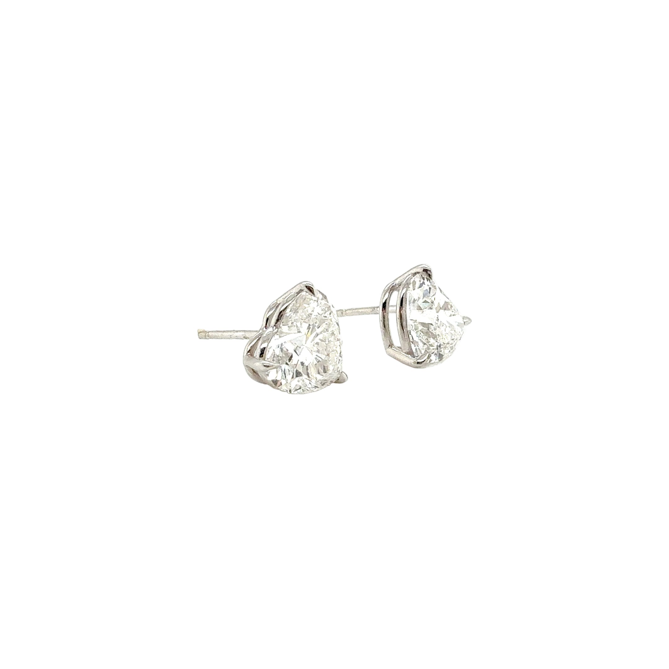 Heart Shape Diamond Stud Earrings with 18K White Gold - Jackson Hole Jewelry Company