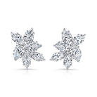 Diamond Cluster Earrings in 18K White Gold - Jackson Hole Jewelry Company