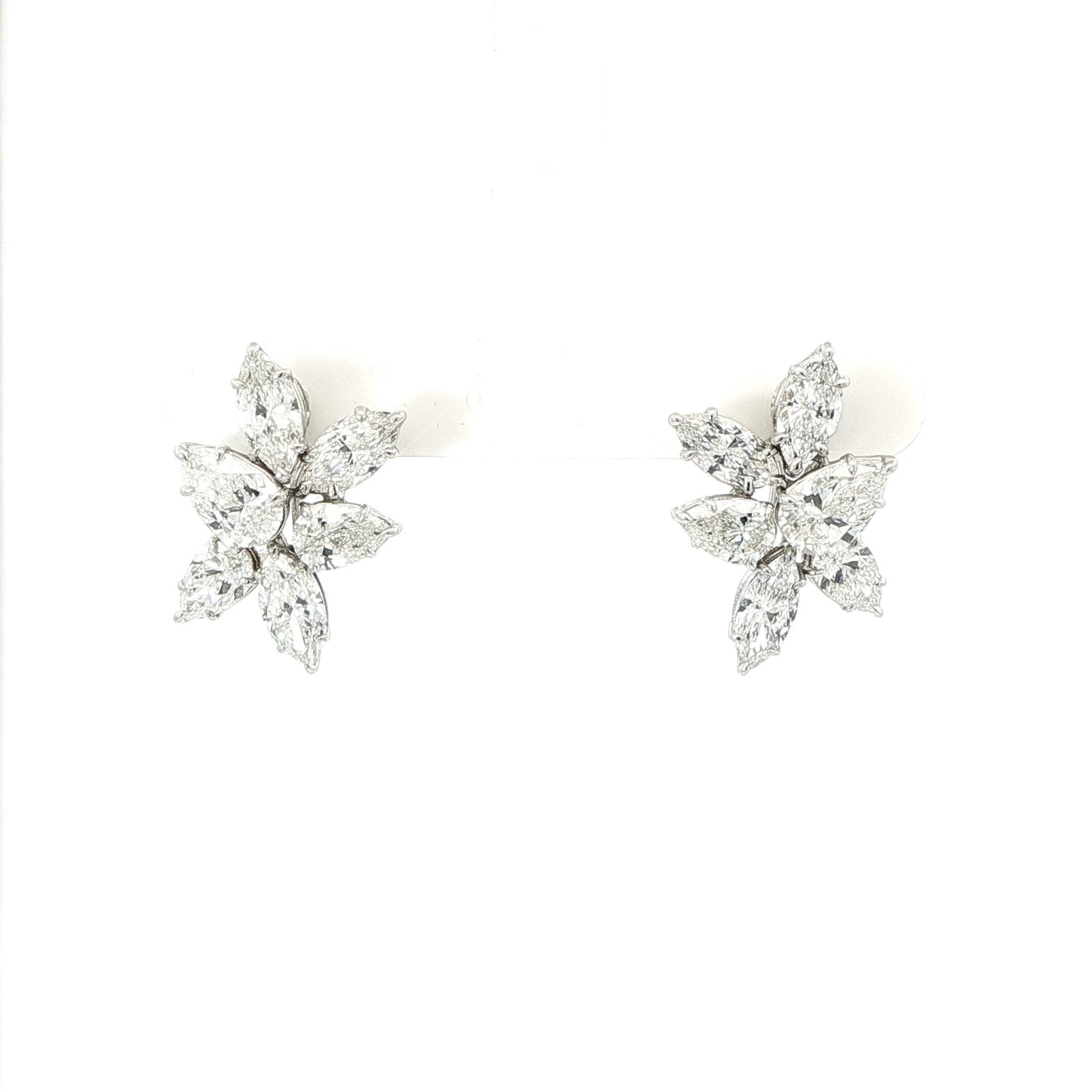 Diamond Cluster Earrings in 18K White Gold 7.33 Cttw - Jackson Hole Jewelry Company