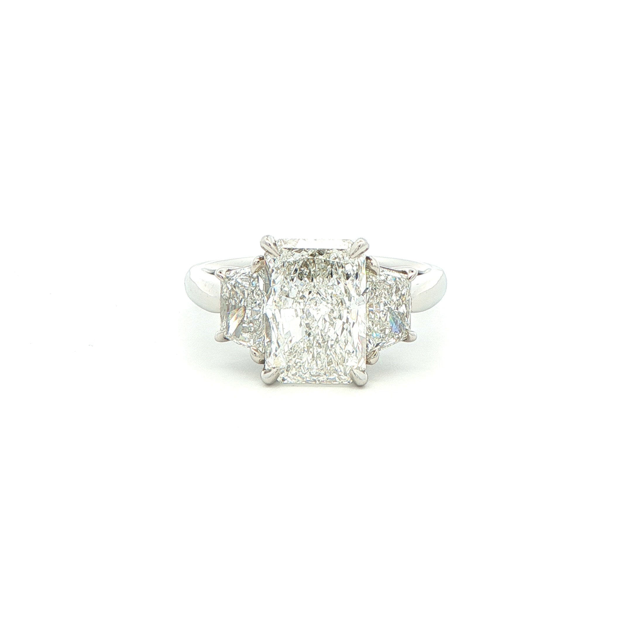 Radiant Cut Diamond Three-Stone Engagement Ring in Platinum - Jackson Hole Jewelry Company
