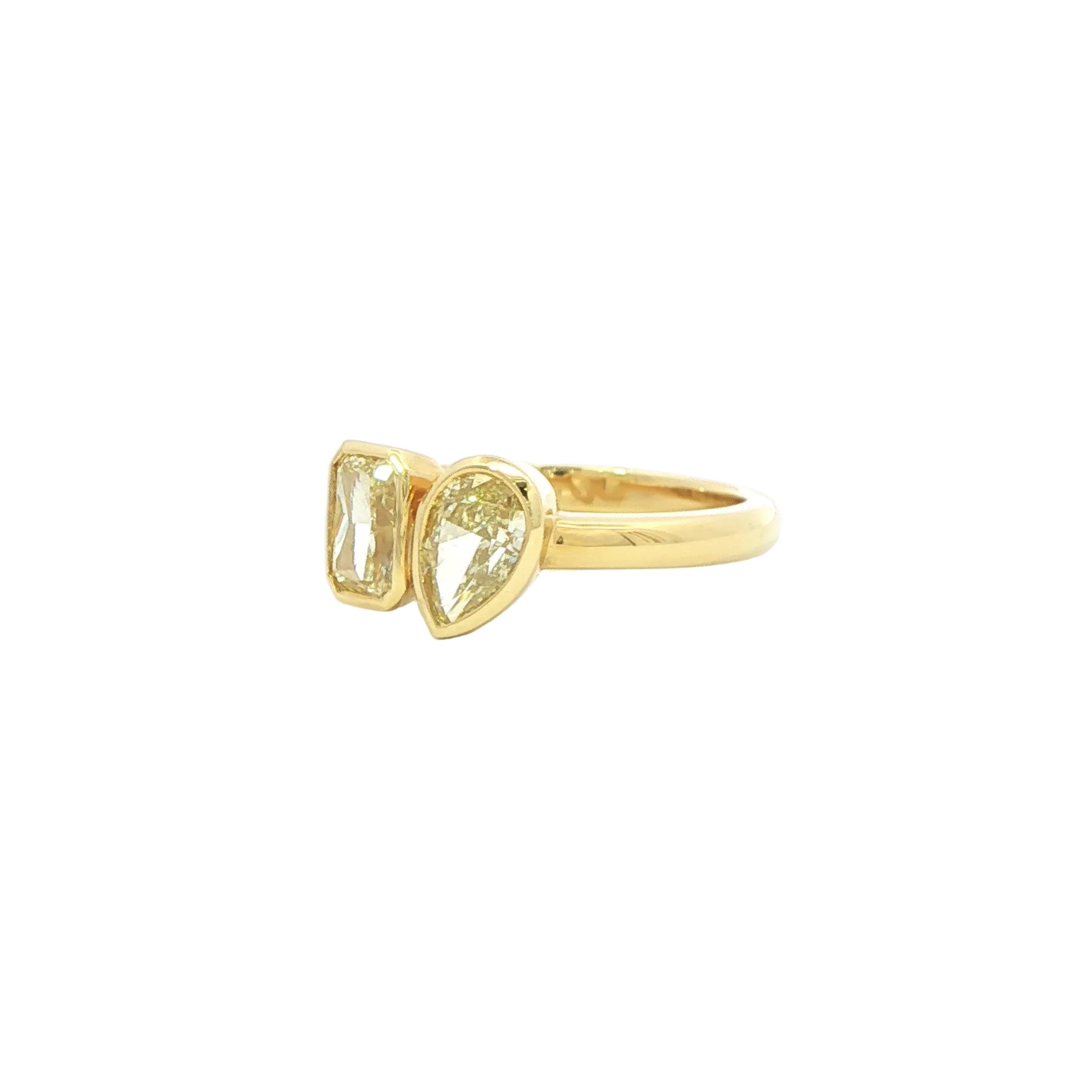 Fancy Yellow Diamond Two-Stone Ring in 18K Yellow Gold - Jackson Hole Jewelry Company