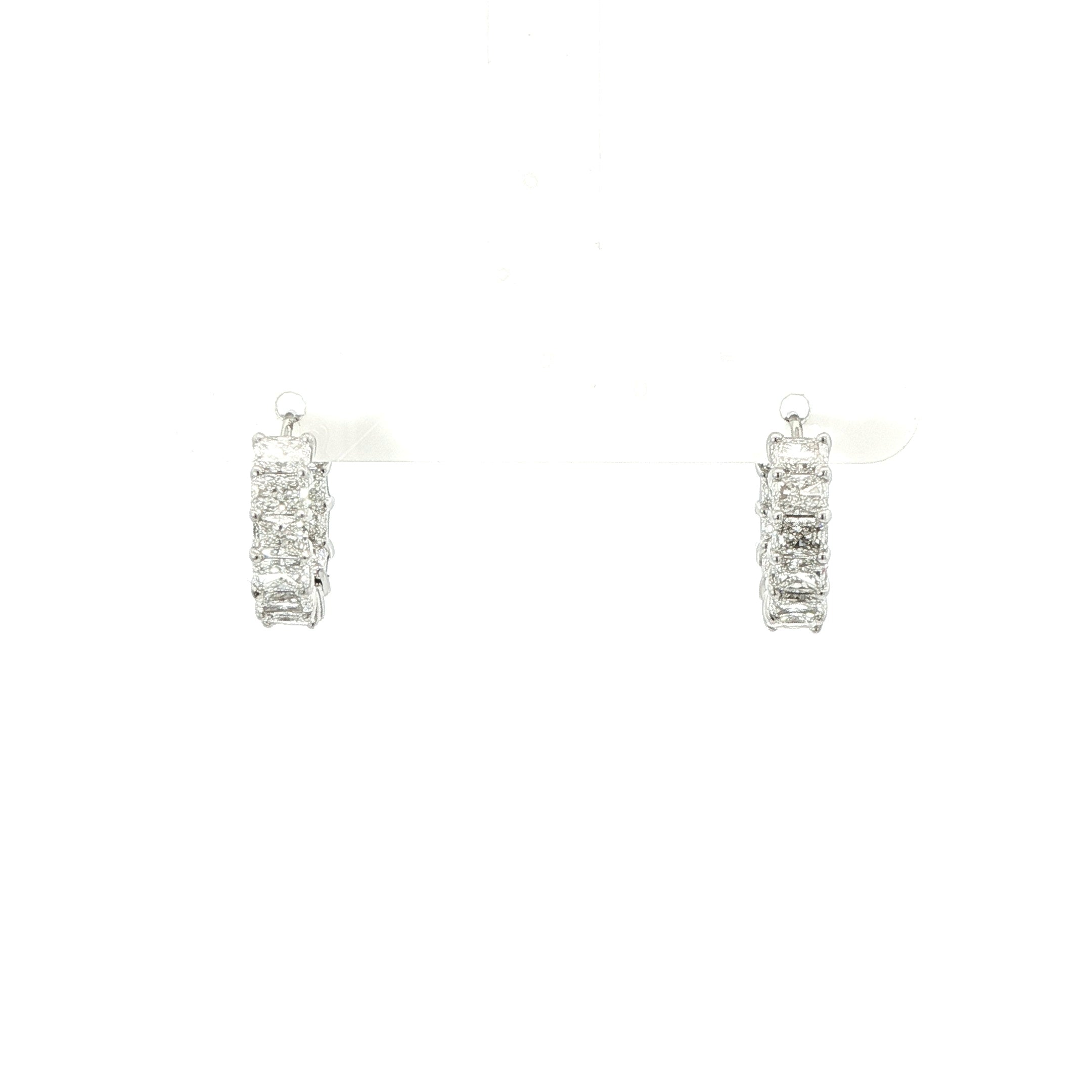 Radiant Cut Diamond Hoop Earrings in 18K White Gold 4.24 Cttw - Jackson Hole Jewelry Company