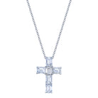 Emerald-Cut Diamond Cross Pendant Necklace in 18K Gold - Jackson Hole Jewelry Company